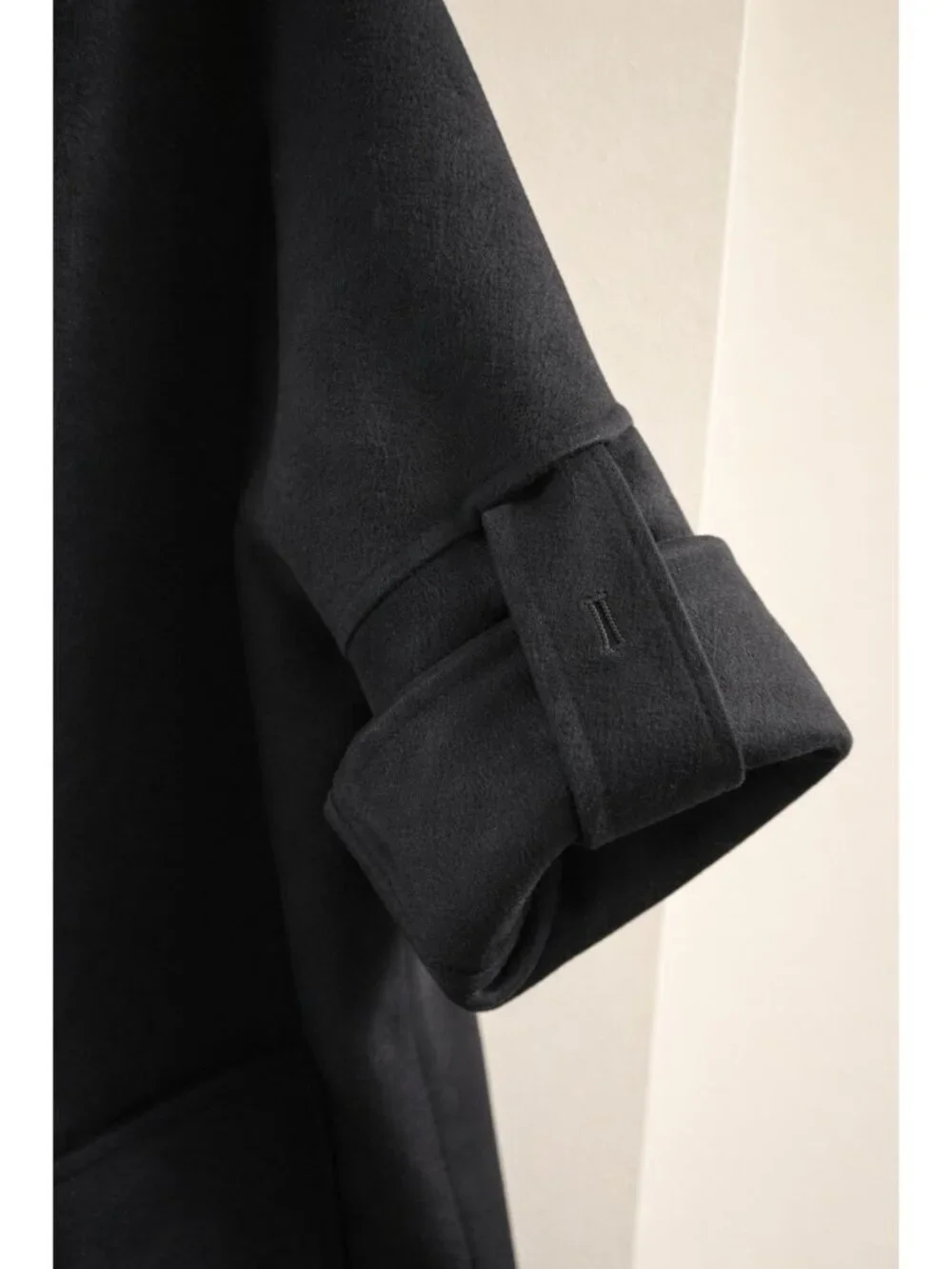 Women's Oversized Black Merino Wool Midi Overcoat Size XXL NWT - Lattelier - Picture 5 of 9